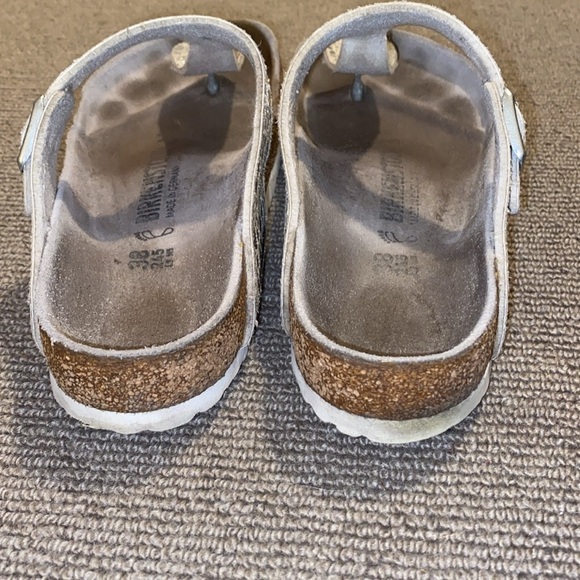 Birkenstock Gizah sz 38. Silver animal print, white soles - Picture 2 of 5